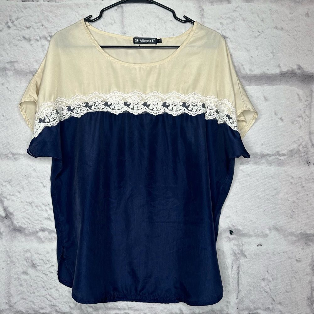 🔸BUNDLE ONLY🔸|EUC| ALLEGRA K Crochet Detail Loose Fit Shirt